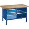 Compact workbench, W1500xD700xH845 mm, with 1 shelf and 3 drawers, type TM CLASSIC